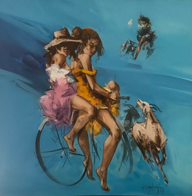 Akdoğan TOPAÇLIOĞLU, Tuval üzeri yağlı boya, 100 × 100 cm