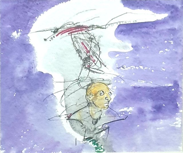 Ali KOTAN, Karton üzeri karışık teknik, 23 × 28 cm