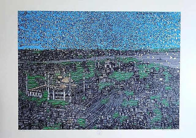 Devrim ERBİL, Mavi Şiir İstanbul, 70 × 100 cm