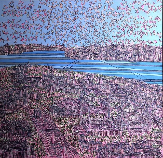 Devrim ERBİL — Tuval üzeri yağlı boya, 100 × 100 cm, 2024