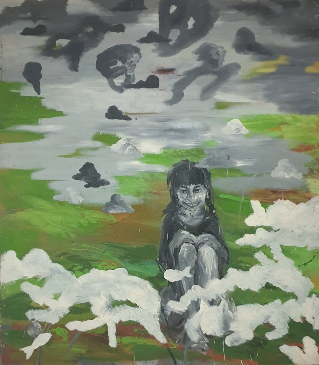 Emel GERİŞ, Tuval üzeri yağlı boya, 150 × 130 cm