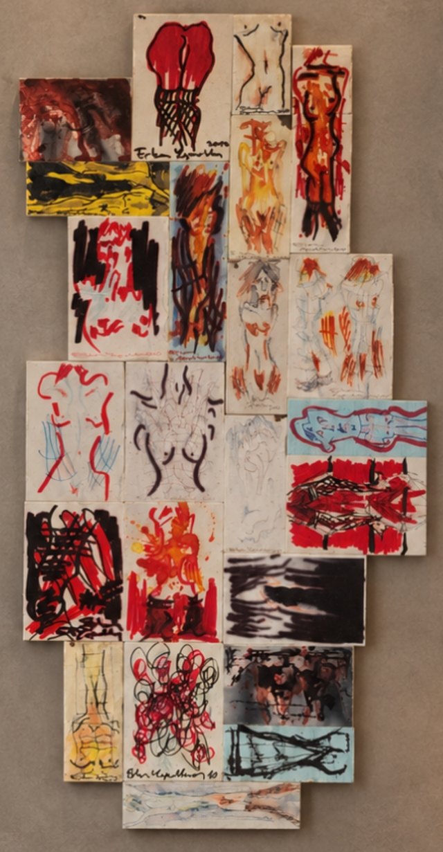 Erkan YAPRAKKIRAN, Karton üzeri karışık teknik, 90 × 43 cm