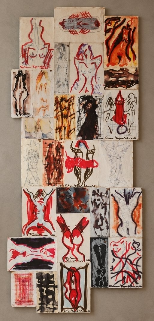 Erkan YAPRAKKIRAN, Karton üzeri karışık teknik, 90 × 42 cm