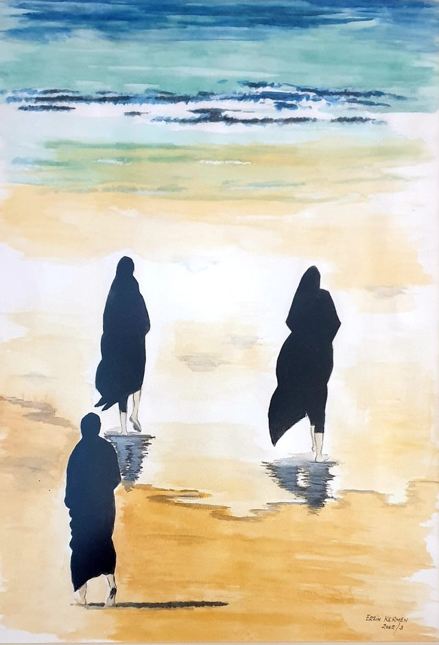 Ersin KERMEN, Kâğıt üzeri suluboya, 60 × 42 cm