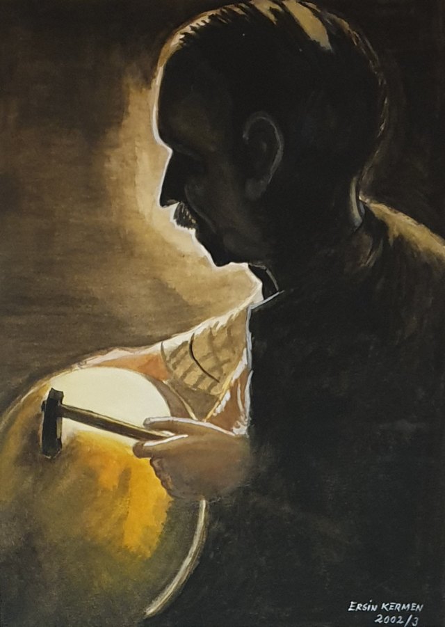 Ersin KERMEN, Kâğıt üzeri guaj, 40 × 30 cm