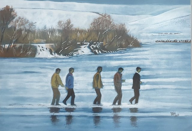 Ersin KERMEN, Kâğıt üzeri suluboya, 35 × 48 cm