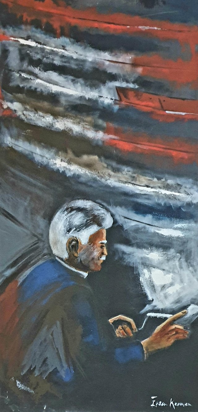 Ersin KERMEN, Tuval üzeri yağlı boya, 80 × 40 cm