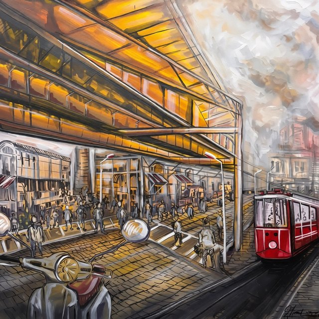 Hamit İZMİR, Tuval üzeri karışık teknik, 80 × 80 cm
