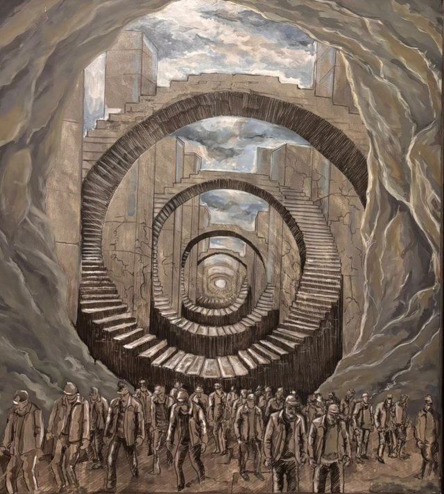 Hamit İZMİR, Tuval üzeri karışık teknik, 110 × 97 cm