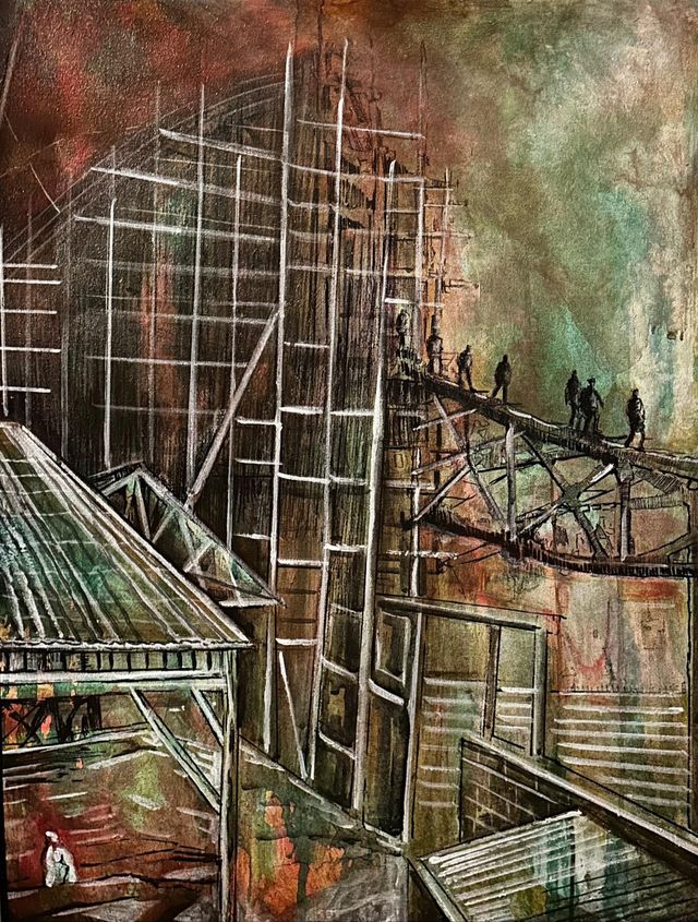 Hamit İZMİR, Tuval üzeri karışık teknik, 80 × 60 cm
