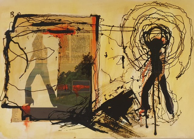 Hüseyin RÜSTEMOĞLU, Tuval üzeri karışık teknik, 50 × 75 cm