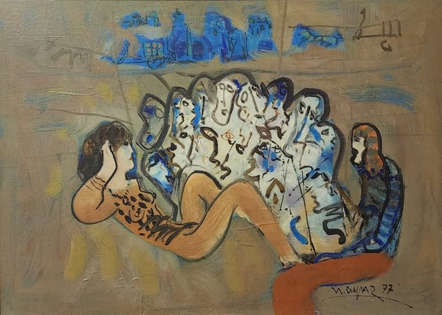 Mustafa AYAZ, Duralit üzeri yağlı boya, 50 × 70 cm