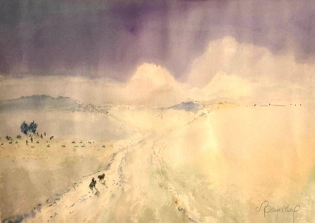 RAMBELBERG, Kâğıt üzerine karışık teknik, 60 × 85 cm