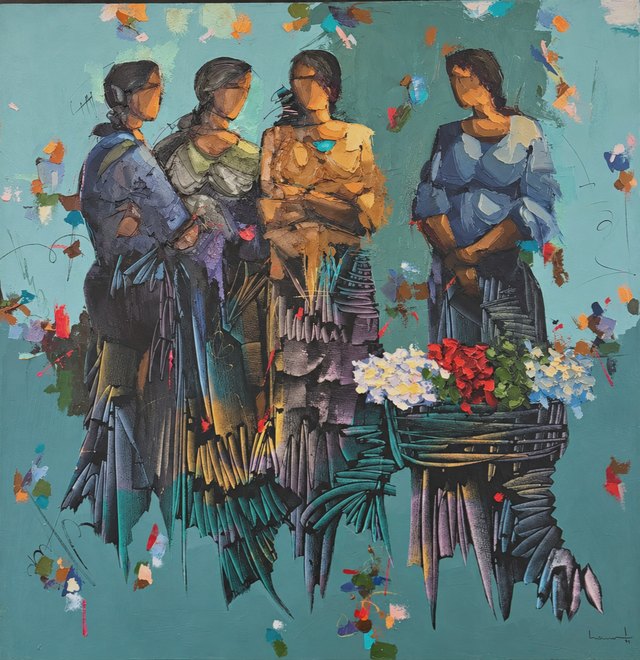 Saim DURSUN, Tuval üzeri yağlı boya, 100 × 100 cm