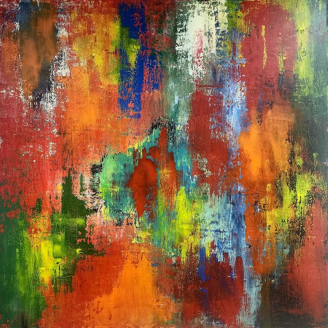 Sevgi ATAY, Tuval üzeri yağlı boya, 100 × 100 cm