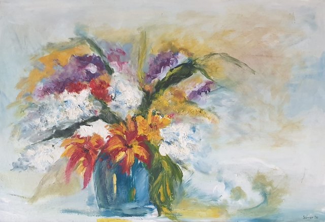 SÜMER, Duralit üzeri yağlı boya, 46 × 65 cm